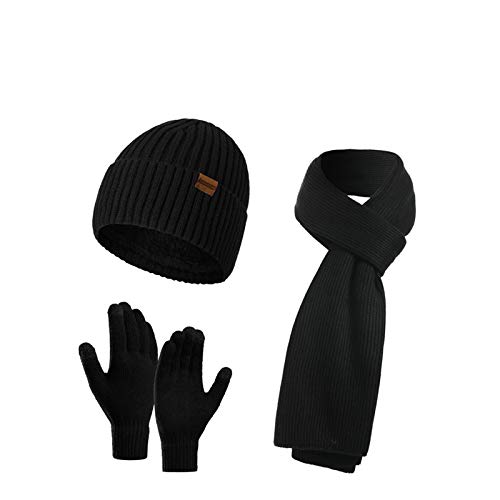 Winter Hats Scarf for Men with Touchscreen Gloves Warm Men's Scaves and Beanie Hat Themal Gloves Set