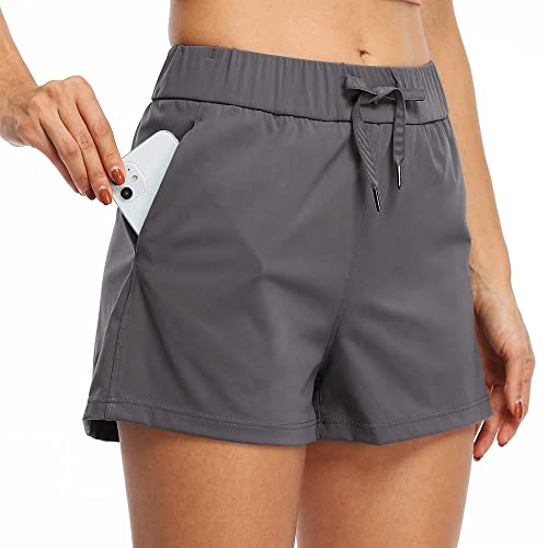 Willit Women's Shorts Hiking Athletic Shorts Yoga Lounge Active Workout Running Shorts Comfy Casual with Pockets Deep Gray M