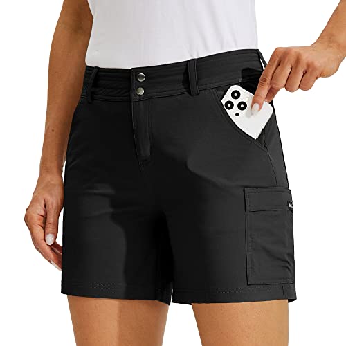 Willit Women's Golf Shorts Hiking Cargo Shorts Quick Dry Athletic Casual Summer Shorts with Pockets 5" Black 10