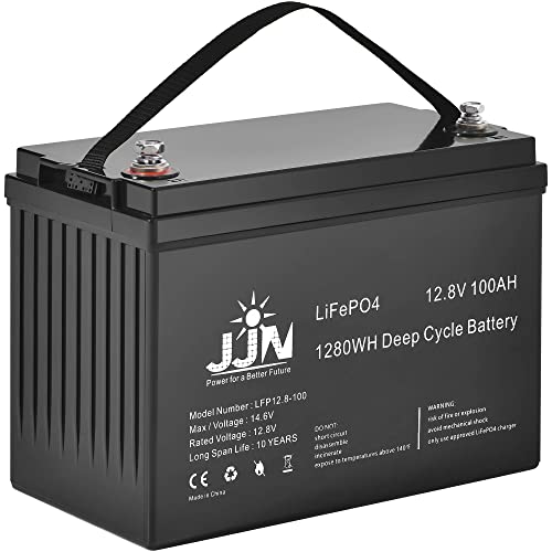 JJN 12V 100ah Lithium Battery 1280Wh Low Temp Cutoff LifePO4 Battery 100ah 8000+ Cycles Times Deep Cycle Battery Built-in 100A BMS System Perfect for Solar Home Energy Storage RV Camper Off Grid