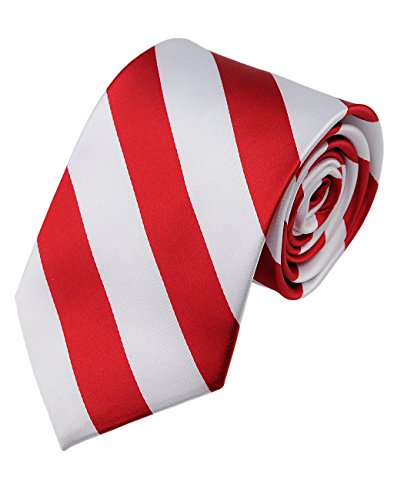 NYFASHION101 Men's 3.5" Regular College Stripe Woven Tie, DS Red/White
