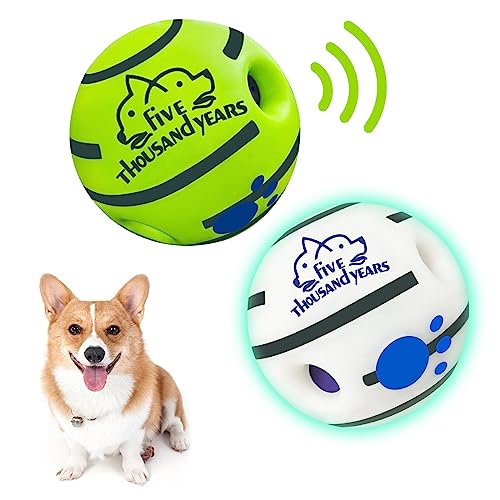 2PACK3.46''Wobble Giggle Dog Ball, Interactive Dog Toys Ball,Squeaky Dog Toys Ball,Glow Giggle Ball in The Dark for Training Teeth Cleaning Herding Balls Indoor Outdoor Safe Dog Gifts for Most Dogs