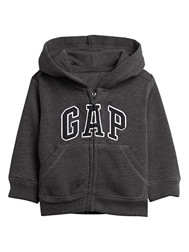 GAP baby boys Logo Zip Hoodie Sweatshirt, Charcoal Grey B65, 18-24 Months US