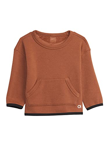 GAP baby boys Cozy Tech Crew Sweatshirt, Saddle, 3-6 Months US