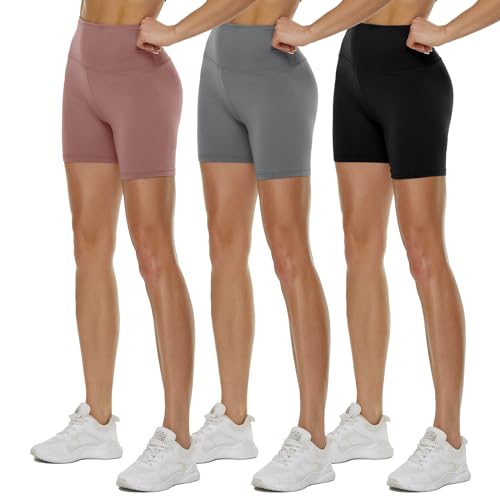 QGGQDD 3 Pack High Waisted Biker Shorts for Women  5" Black Workout Yoga Athletic Shorts for Maternity Running