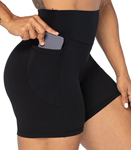 Sunzel 8" / 5" / 3" Biker Shorts for Women with Pockets, High Waisted Yoga Workout Shorts Black Medium
