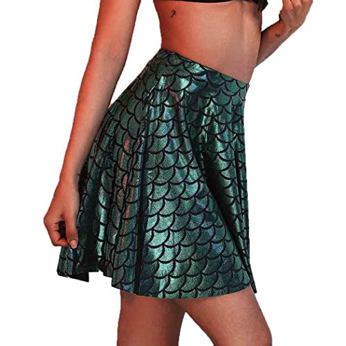 Zoestar Mermaid Skirt Sparkly Hip Scarf Beach Fish Scale Skirt Party Club Costume Mermaid Skirts for Women and Girls (as1, Waist, Numeric_27, Regular, Green)