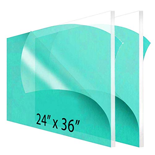 2-Pack 24 x 36 Clear Acrylic Sheet Plexiglass  1/4 Thick; Use for Craft Projects, Signs, Sneeze Guard and More; Cut with Cricut, Laser, Saw or Hand Tools  No Knives