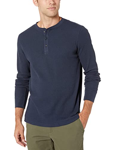 Amazon Essentials Men's Regular-Fit Long-Sleeve Waffle Henley Shirt, Navy, X-Large