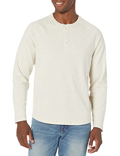 Amazon Essentials Men's Regular-Fit Long-Sleeve Henley Shirt (Available in Big & Tall), Oatmeal Heather, Medium
