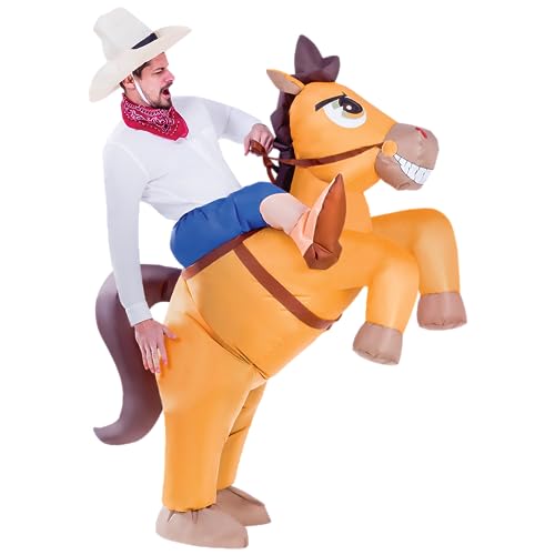 Spooktacular Creations Inflatable Horse Costume, Riding a Horse Air Blow Up Deluxe Halloween Costume, Cowboy Ride On Horse Costume - Adult Size