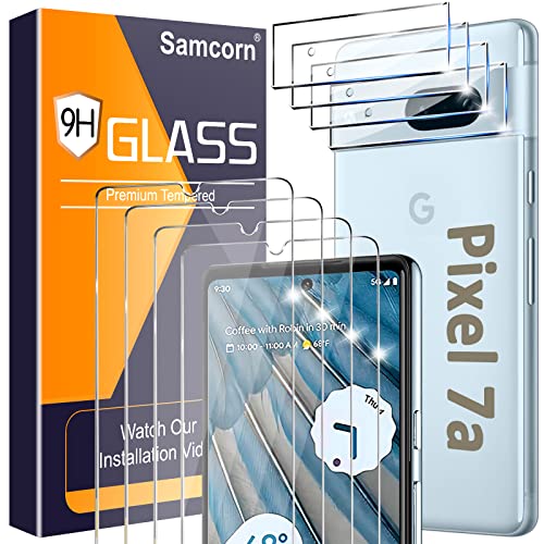 [3+3 Pack] Glass Screen Protector for Google Pixel 7a, 9H Tempered Glass, Ultrasonic Fingerprint Compatible, HD Clear Case Friendly for Google Pixel 7a 5G Glass Screen Protector