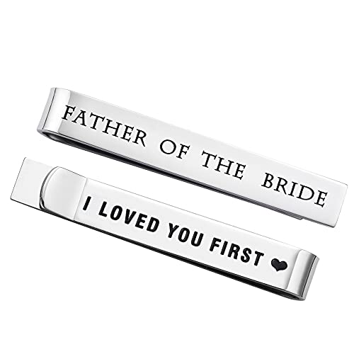 Father of the Bride Gifts Wedding Tie Clips Gifts for Groomsmen From the Bride Stainless Steel Tie Bars Polished Finish 3/8 Inch Wide 2 Inches Long