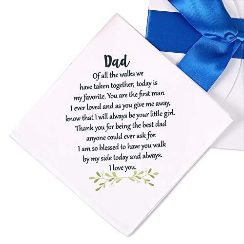 Father of The Bride Handkerchief, Dad Wedding Gift from Daughter, Wedding Hankie for Bride's Father, Keepsake for Father(Dad)