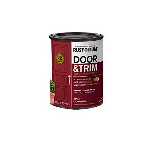 Rust-Oleum 369385 Advanced Dry Door & Trim Paint, Quart, Satin Cranberry