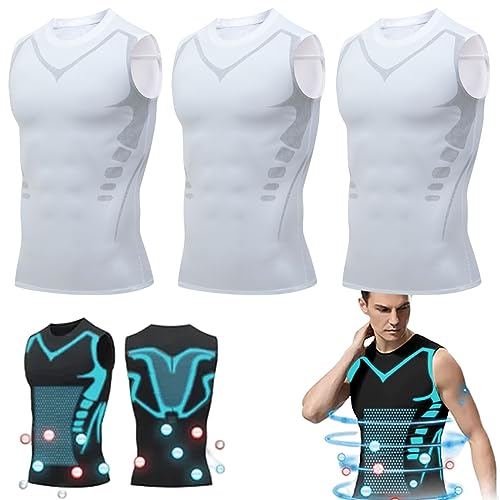 2023 New Version Ionic Shaping Vest, Comfortable Breathable Ice-Silk Fabric for Men to Build A Perfect Body (White,X-Large)