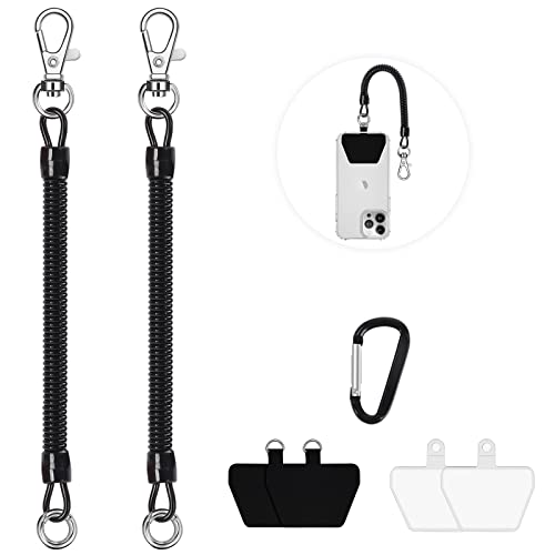 Doormoon Phone Lanyard Tether with 4 Patch, Cell Phone Lanyard with 2* Phone Tether, 4* Patch, 1* Carabiner for Outdoor Hiking Climbing Compatible for iPhone Samsung