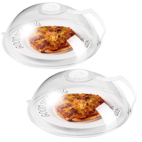 Microwave Splatter Cover, Microwave Cover for Foods BPA-Free, Microwave Plate Cover Guard Lid with Handle, Hanging Hole and Adjustable Steam Vents Microwave Oven Cleaner Large-2 PACK