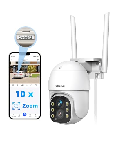 WESECUU Outdoor Security Camera, 2K 2.4G WiFi Cameras for Home Security Outside 360 PTZ, 10 X Digital Zoom with AI Human Detection, AutoTracking, 24/7 Recording, 2-Way Audio, Color Night Vision