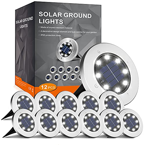 INCX Solar Lights for Outside,12 Pack Solar Lights Outdoor Waterproof, Solar Garden Lights Landscape Lighting for Patio Pathway Lawn Yard White