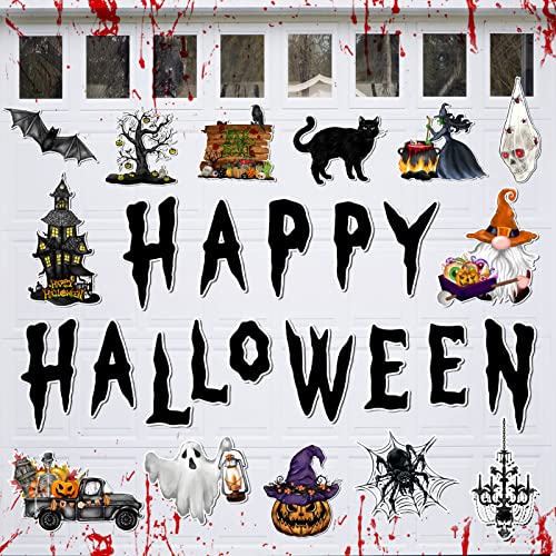 Halloween Garage Door Decoration Magnets 27Pcs, Waterproof Happy Halloween Garage Door Decor Set, Holiday Magnetic Refrigerator Sticker Car Magnets Bat Halloween Outdoor Decorations