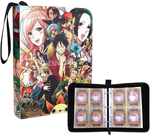 Roffatide One Piece 4 Pocket Binder Cards with 50 Removable Double Sided Pages Sheets Trading Card Binder Holds Up to 400 Cards Pockets Zipper Album For Boys Girls