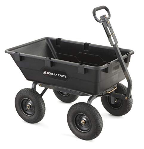 Gorilla Carts GOR6PS Poly Yard Dump Cart, Heavy-Duty Convertible 2-in-1 Handle, 1-(Pack), Black