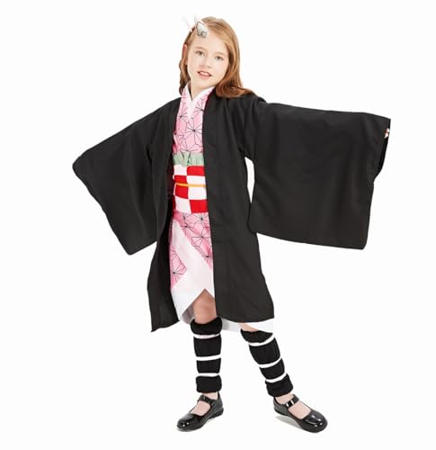 Duodoyso Cosplay Costume Kimono Anime Costume for Children Halloween Christmas Cosplay kids Kimono Nezuko