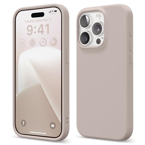 GONEZ Case Compatible with iPhone 15 Pro, with 2X Screen Protector + 2X Camera Lens Protector, Liquid Silicone Shockproof Anti-Scratch Protective Microfiber Lining Phone Case 6.1" 2023, Dark Grey