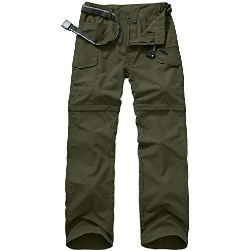 Mens Convertible Hiking Pants, Quick Dry Lightweight Zip Off Outdoor Fishing Travel Safari Pants (6055 Army Green 40)