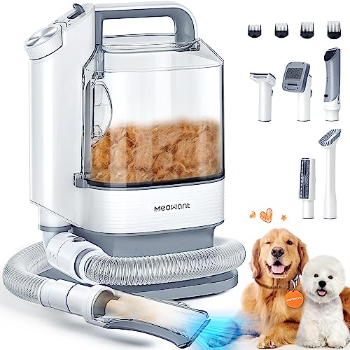 Meowant Dog Grooming Kit for Shedding with 3.2L Large Dust Cup, Pet Grooming Vacuum with 5 Proffesional Tools for Sheldding & Cleaning, 3 Mode Powerful Suction, Suitable for Dogs and Cats