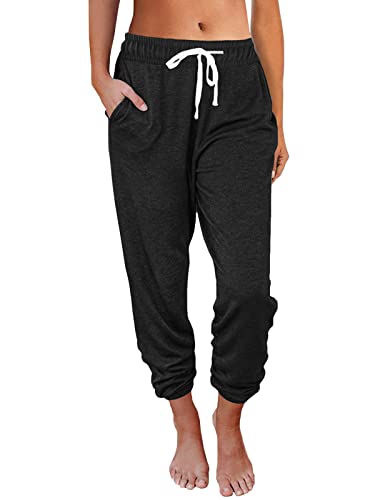 Fall Outfits Baggy Sweatpants for Women with Pockets-Lounge Womens Pajams Pants-Womens Cinch Bottoms Joggers for Yoga Workout 2023 Black