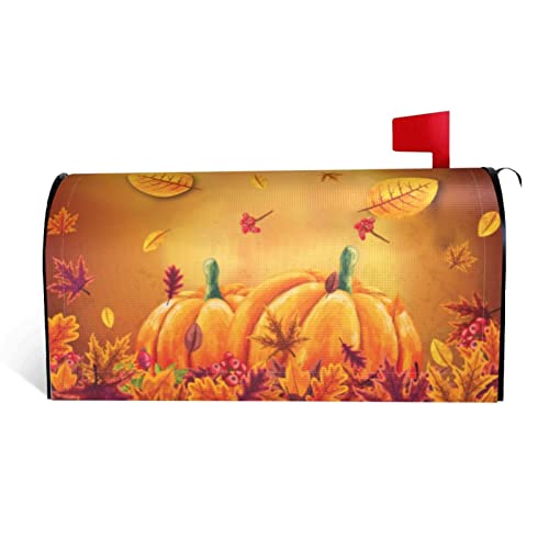 Fall Mailbox Covers Magnetic Pumpkin Leaf Thanksgivin Letter Post Box Cover Wrap Decoration Welcome Home Garden Outdoor Yard Outside Farmhouse Home Decor 21" Lx 18" W