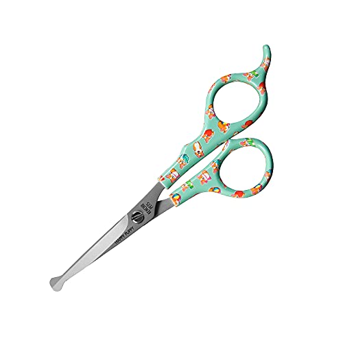 Kenchii Happy Puppy Ball Tip Shears Trimming Scissors for Dogs | Pet Grooming Puppy Essentials | Stainless Steel Grooming Scissors for Dogs | Safety Blunt Tip Scissors and Dog Grooming Tools | 5.5 In