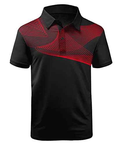 ZITY Golf Polo Shirts for Men Short Sleeve Athletic Tennis T-Shirt 035-Red-XL