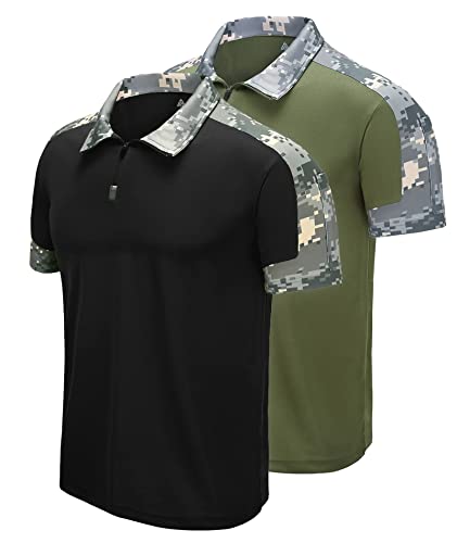 ZITY Men's Tactical Polo Military Shirts Short Sleeve Sports Golf Tennis T-Shirt2P111-camouflage,2XL
