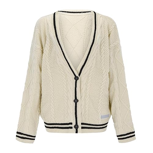 Cardigan Sweaters for Womens Stars Embroidered Long Sleeve Button Down Shirt Knit Cardigans Outerwear Swift Fans Concert Tops Light Apricot