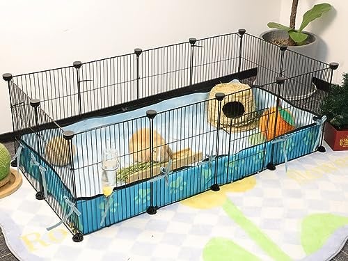 CHEGRON Guinea Pig Cages Expandable 4x2 C&C Cage Habitats for 2 Small Animal House Pet Puppy Playpen Indoor Rabbit Hedgehog Cage 12 Panels Metal Grids with PVC Liner, 48x24x16 inch
