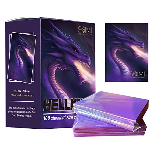 Scimi Standard Size Sleeves with Hellkite Series  Matte Purple 100CT T - Card Sleeves are Trading Card Sleeves Deck Protector for MTG Pokemon Yogioh Sport Cards TCG OCG (Purple)