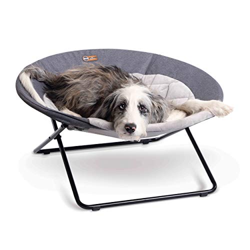 K&H Pet Products Cozy Cot Elevated Pet Bed, Dish Chair for Dogs and Cats, Machine Washable, Gray, Large 30 Inches