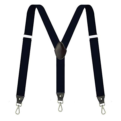 Vauhse Suspenders for Men,Fowateda Adjustable Suspenders with Elastic Straps Y-Back Construction Heavy Duty for Work, Black, One Size