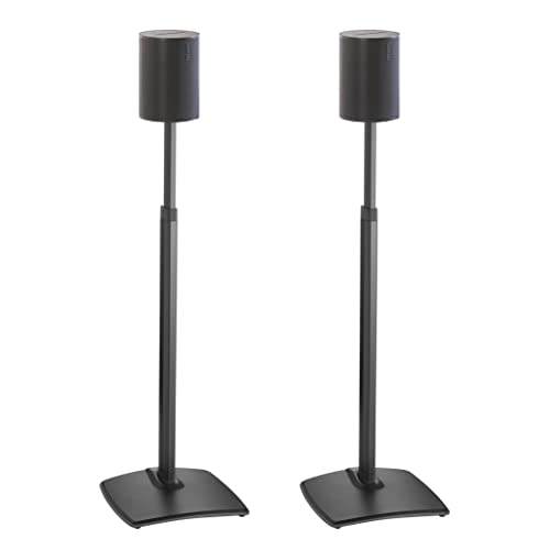 Sanus Premium Speaker Stands - Height Adjustable Speaker Stand Pair Designed for Sonos Era 100 Speakers - Easy 3 Step Install Included Rubber Feet & Carpet Spikes - Black
