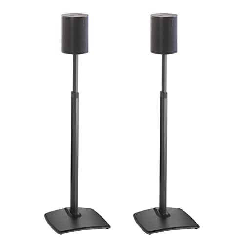 Sanus Height-Adjustable Speaker Stands for Sonos Era 100 (Pair) - Built with Durable Steel & Built in Cable Managment WSSE1A2-B2 (Black)