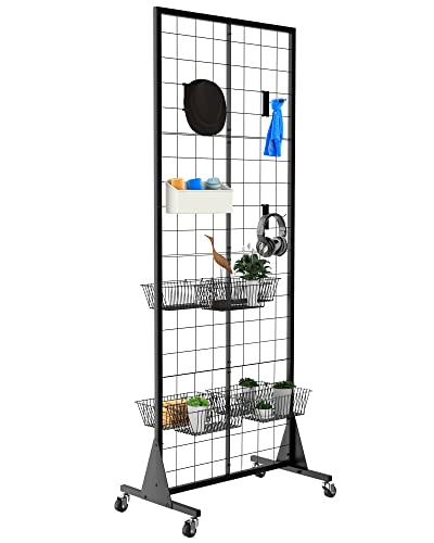 Blasinc Gridwall Panel Display Stand 2' x 5.5' Ft Heavy Movable Floorstanding Detachable Girdwall for Easy Transport, Standing Grid Towe Display Rack for Retail and Craft FairGrid Wall Panels