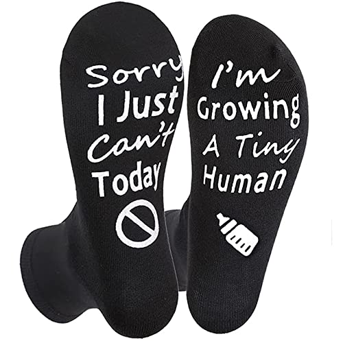 Pregnancy Gift New Mom Gifts, Vamotto Growing a Tiny Human Mom Socks 1st Time Mom Gifts - Pregnant Gifts for New Mom Gift Set, Soft Cotton Non Slip Socks with Funny Pregnancy Gifts for First Time Moms