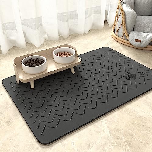 MontVoo-Absorbent Pet Feeding Mat-No Stains Quick Dry Dog Mat for Food and Water Bowl-Rubber Backing Dog Food Mat Dog Water Dispenser Mat-Dog Accessories Pet Supplies-Dog Water Bowl for Messy Drinkers