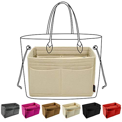 OMYSTYLE Purse Organizer Insert, Tote Bag Organizer Insert for Handbags, Bag Organizer for Tote Bag with 5 Sizes Compatible with Neverfull Speedy Longchamp and More