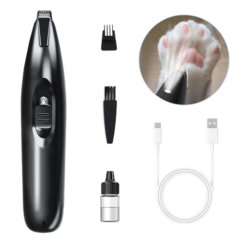 KIKETECH Dog Paw Trimmer Cordless Clippers Professional Grooming Kit,LED,Low Noise Trimmer, USB Rechargeable for Small Pet - Dogs and Cats,Small Area - Hair Around Face, Paws, Eyes, Ears, RumpBlack