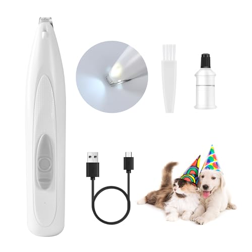 FURBONA Dog Paw Trimmer with LED Light, Rechargeable Cordless Electric Grooming Clippers, Low Noise Small Pet Hair Shaver for Dogs Cats Trimming Around Paws, Eyes, Ears, Face, Rump