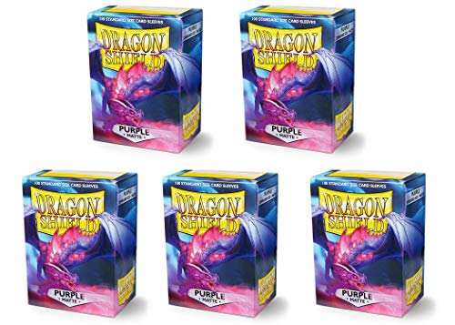 5 Packs Dragon Shield Matte Purple Standard Size 100 ct Card Sleeves Value Bundle!